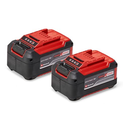 Original Einhell Akku PXC-Twinpack 5,2 Ah Power X-Change (Li-Ion, 18 V, 2x 5,2 Ah-Akkus, universell für alle PXC-Geräte, proaktives Batteriemanagement, angepasste Ladezyklen)